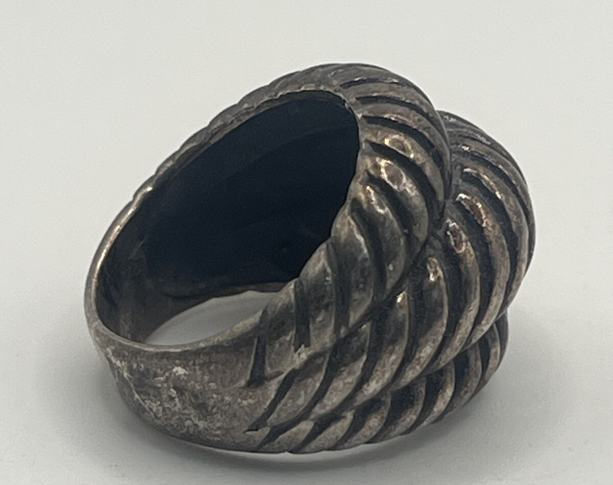 Fancy Sterling Silver Ring with Three Angular Cut… - image 3