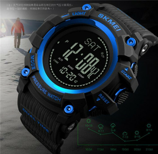 men's digital watch with compass
