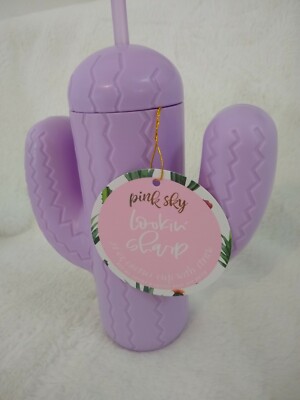 NEW FabFitFun Pink Sky Lookin  Sharp 21oz Cactus Sipper Cup Lavender NIB