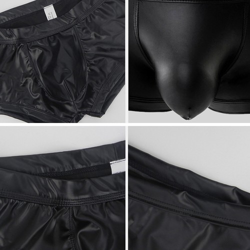Boxer uomo slip butt aperto intimo tronchetti sexy wet look pantaloncino ecopelle' - Foto 6 di 21