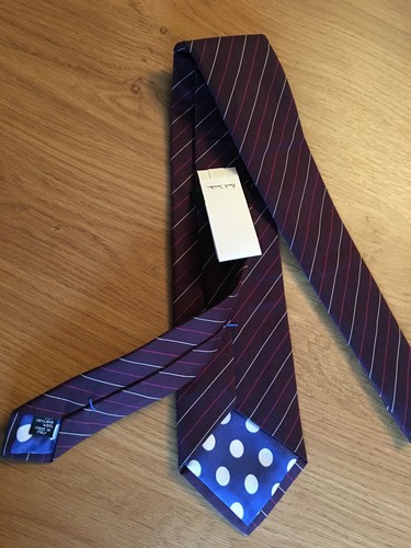 Paul Smith Damson Tie MULTISTRIPE Damson Silver & Pink Made in Italy 9cm Blade - Picture 5 of 5