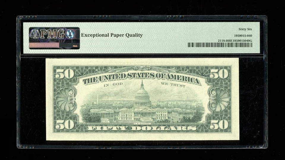 DBR 1974 $50 FRN Minneapolis Gem Fr. 2118-I PMG 66 EPQ Serial I02808176A - Image 2 of 2