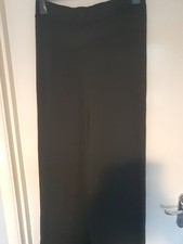 Boohoo Wide Leg Rib Knit Trousers With Split Hem Size L Black