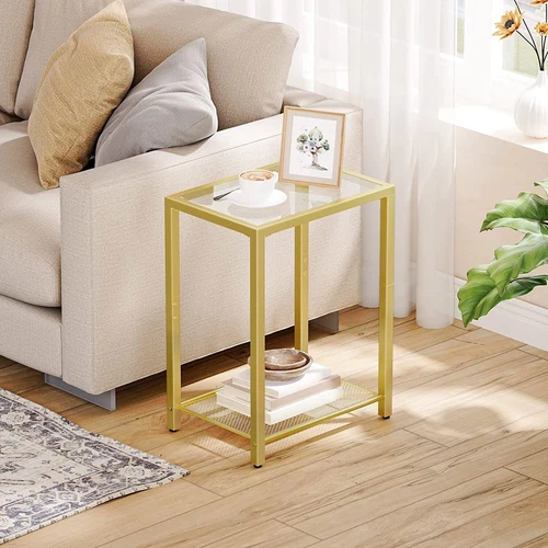HOOBRO Coffee Table Side Table Slim Bedside Table Metal Frame for Small Space - Picture 30 of 32