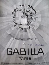 PUBLICITE GABILLA PARFUM MON TALISMAN PARFUMERIE DE 1928 FRENCH AD PUB ART DECO