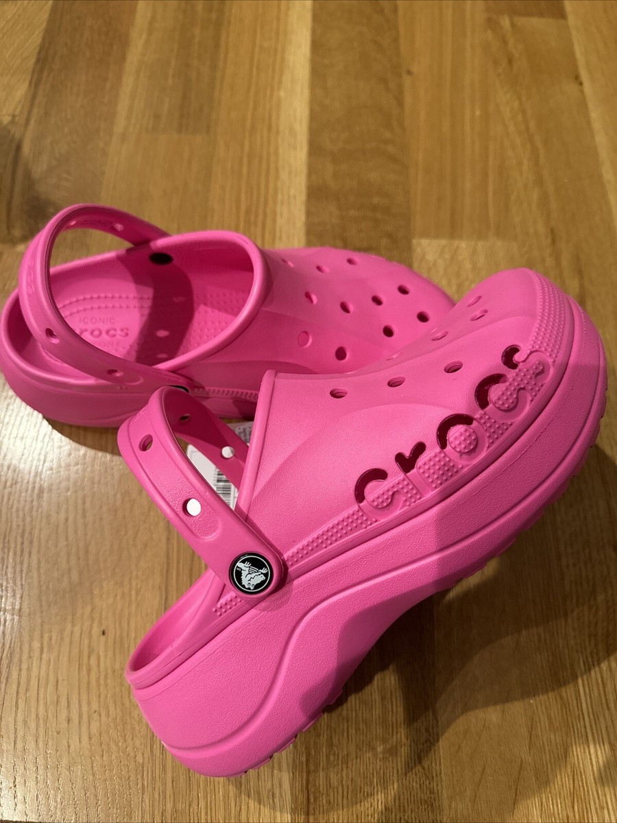 New Crocs Baya Platform Clog Sandals Hot Pink Womens - Main Image