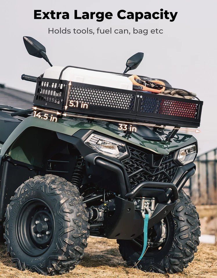 Universal ATV Front Rack Gear Basket Storage Rack For Polaris Sportsman Yamaha - Image 4 of 4