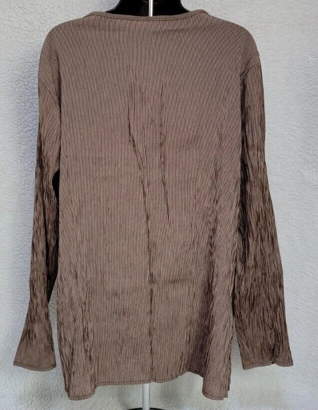 Jaclyn Smith Womens Shirt Top Blouse Size 1X Brown Striped - Image 4 of 4