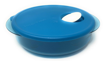 Tupperware Rock N Serve Freezer Microwave 3 1/4 cups Large Round Aqua Blue New