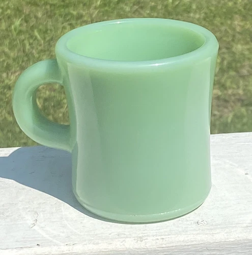 Vintage Fire King Oven Ware Jadeite Coffee Mug Big C Handle Heavy Cup