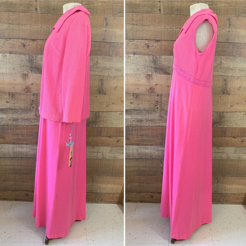 Vintage 1960s 1970s Maxi Dress Matching Jacket Set MOD Boho 36” Waist NWT - Picture 3 of 8