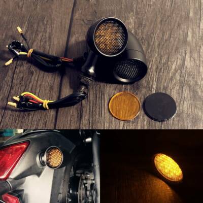 Turn Signal Indicator 2Pcs Motorcycle LED Bullet Turn Signal Brake Running Tail Light For Bobber Cafe Racer Yellow Light/red Light (Color : W Turn Signal Indicator 2Pcs Motorcycle LED Bullet Turn Signal Brake Running Tail Light For Bobber Cafe Racer Yellow Light/red Light (Color : W