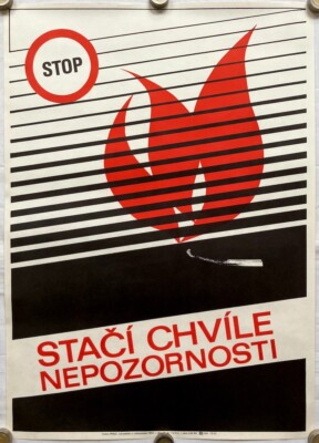 Original Vintage Poster B. TUMA - ARBEIT - SICHERHEIT - SCHUTZ -STOP- FEUER - 1980er