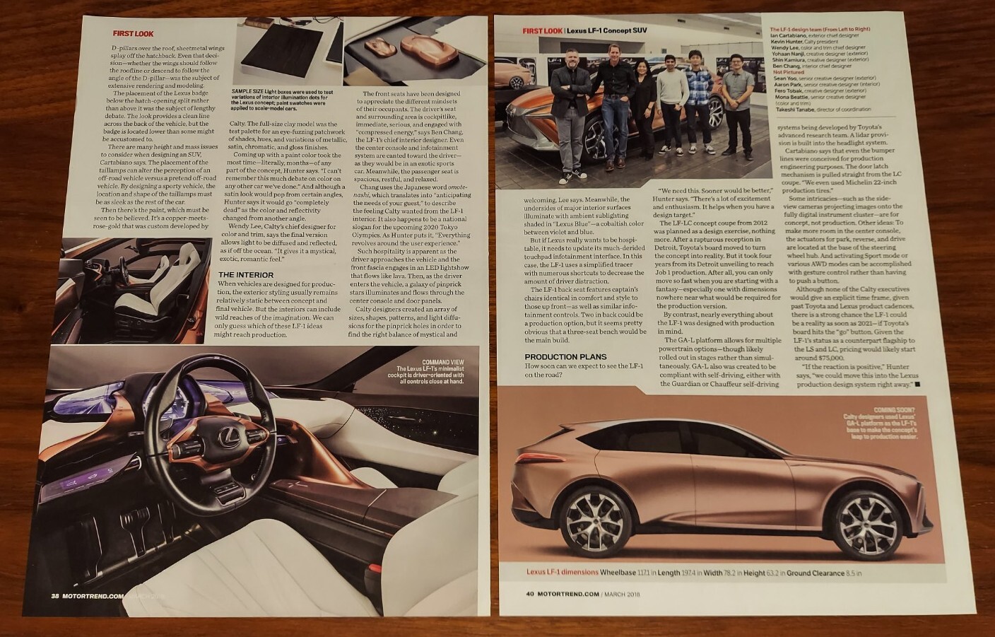 LEXUS LF-1 CONCEPT SUV MAGAZINE ARTICLE MOTOR TREND NEXT GENERATION