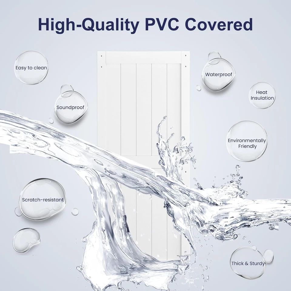 Puerta corredera de granero de MDF blanca 36 X 84 pulgadas con herrajes para puertas correderas negras de 6,6 pies Foto 4 de 4