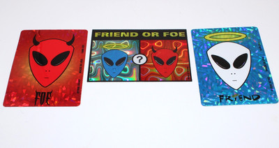Vintage Alien Friend or Foe 90s Vending Stickers Lot of 3 Xeno - Holographic
