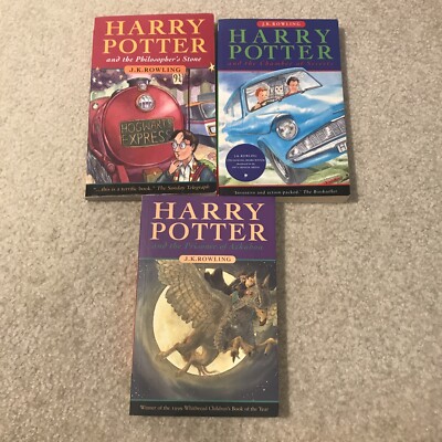 Harry Potter Paperback Books Lot of 3 Philosopher's Stone Chamber Secret Azkaban