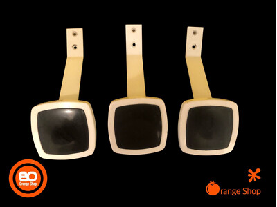 1970s 3x Coat Hooks Coat Hooks Plastic/Steel Black White VINTAGE Ge