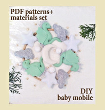 Dragon Baby Mobile - Sewing KIT, DIY Craft Handsewing Felt Pattern DIY Crib Toy