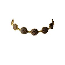 Vintage 90's Express Cheetah Leather Gold Chain Link Belt