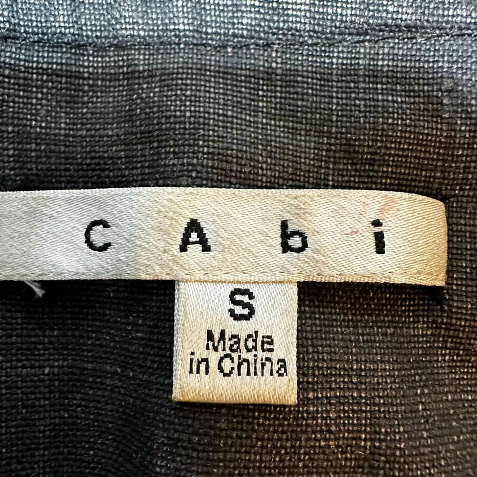 Chaqueta CAbI para mujer pequeña gris carbón bolsillos con botones a presión lona encerada lino Foto 3 de 4