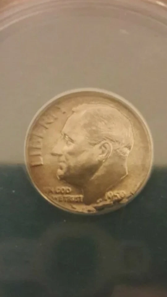 1 USA US Mint Coin Ragged Clip Error Roosevelt Silver Dime Graded by ANACS AU58! - Image 4 of 4