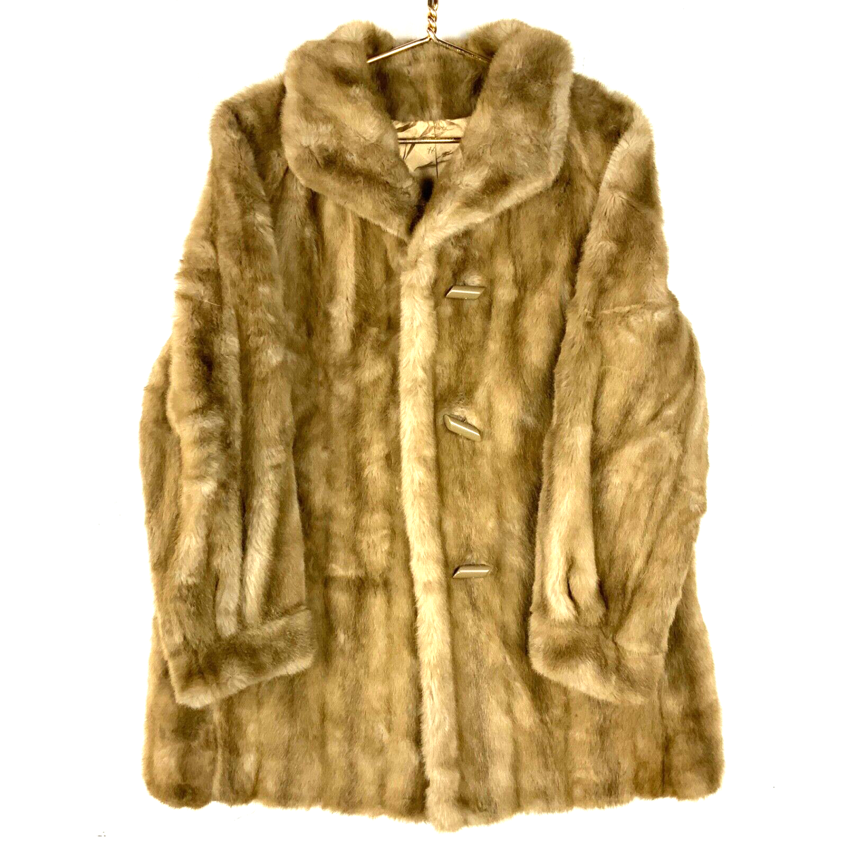 Vintage Women's Faux Fur Coat Jacket Size 18 Beige Tissavel France