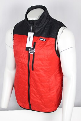 Hurley Men's Truckee Vest Full Zip Jacket M Medium Unity Red / Black