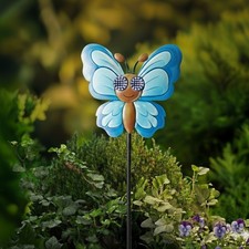 Blue Butterfly Animated Solar Stake Light Moving Eyes Decorative Path Light 78cm