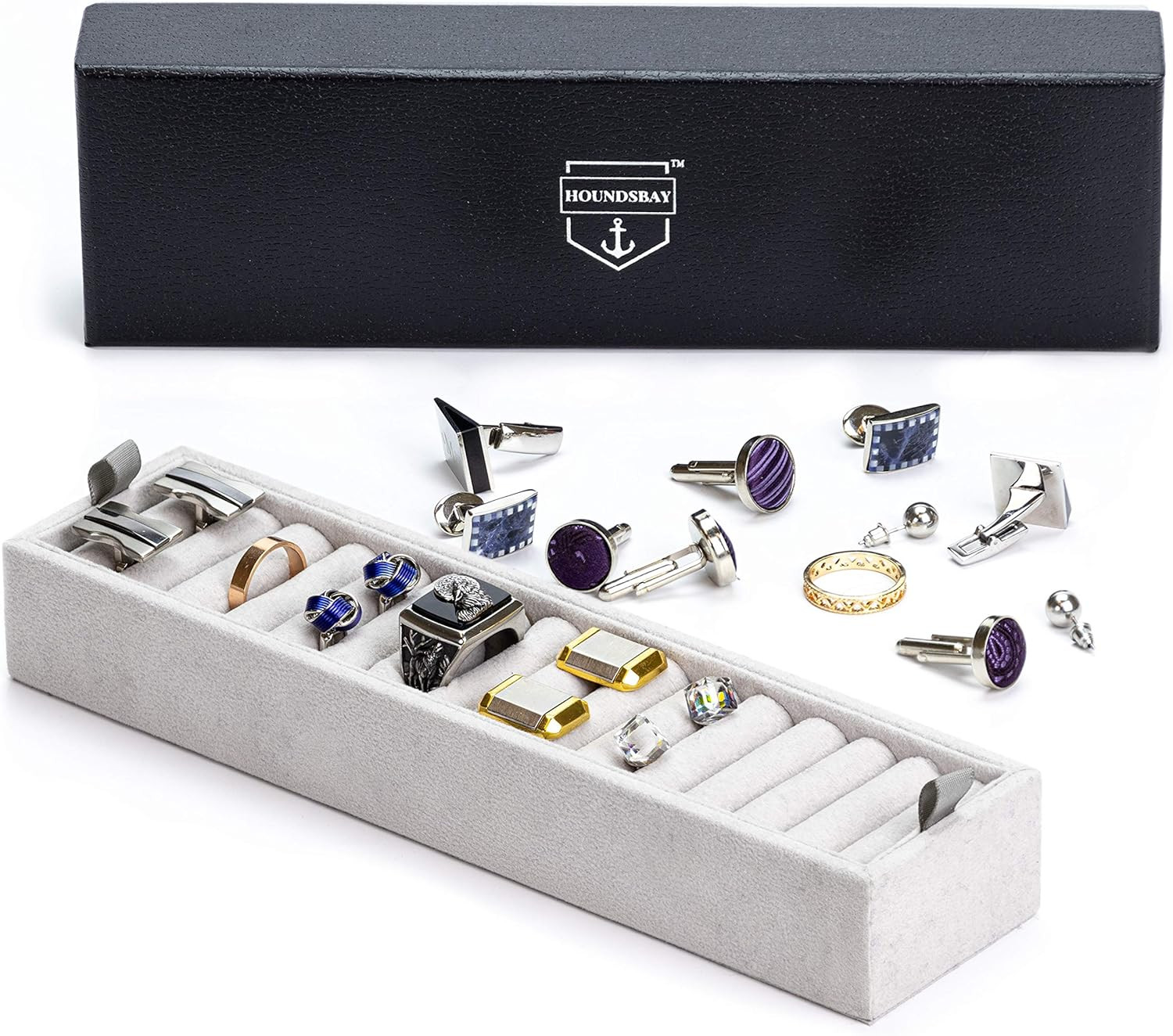 Padded Ring and Cufflink Box for Admiral and Commander Jewelry Storage-image