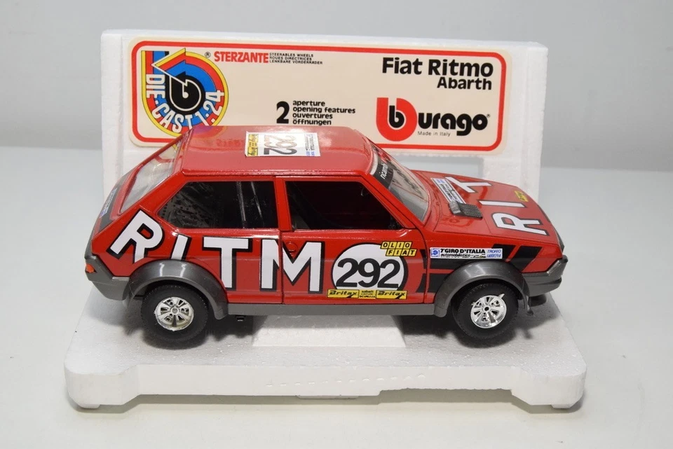 B74 1:24 BBURAGO BURAGO 0158 158 FIAT ABARTH RHYTHM RALLY RICAMBI ROSSO MIB - Immagine 2 di 4