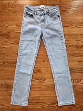ABERCROMBIE Boys 13/14 Long Straight Jeans Light Wash Blue