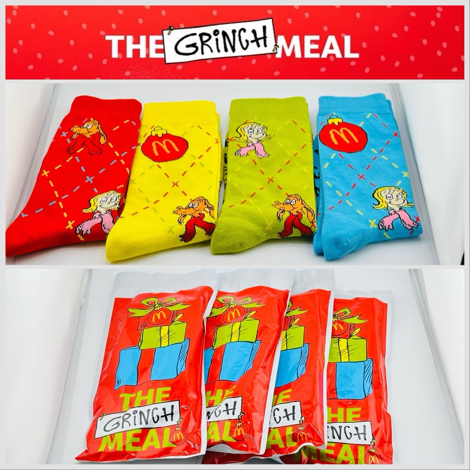 McDonald's 2025 The Grinch Meal Christmas Socks Complete Set of 4 ...