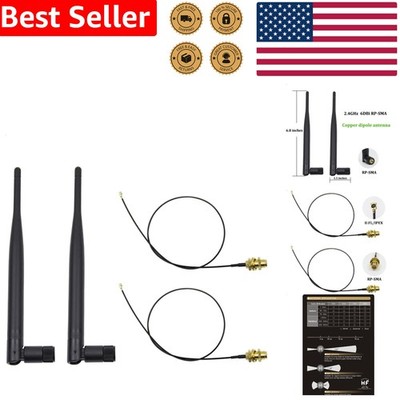 High-Gain 2.4GHz 6dBi Omni-Directional WiFi Antenna Set with RP-SMA Connectors