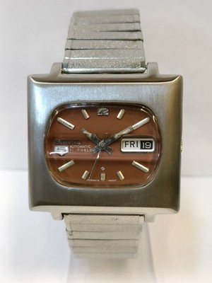 VINTAGE SEIKO 5 21J AUTOMATIC BROWN DIAL 6119-5400 JAPAN MEN'S