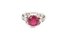 Sterling Silver 925 Lab-Created Ruby Ring Size 7