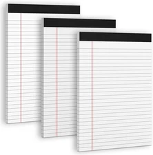 3 Pack White Legal Pads 8.5 X 11 Note Pads, Wide Ruled Notepads, Micro Perforate