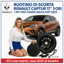 Spare Tire Kit Renault Captur 17” 5 Holes Jack Wrench Bag DOT2025