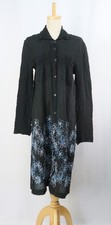 Authentic ISSEY MIYAKE me Black Embroidery Crinkle Pleats Long Jacket 258 9972