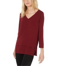 Michael Kors Womens Layered Look Pullover Blouse