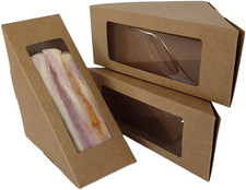 Triangle Sandwich Paper Boxes with Transparent Window, Kraft Paper Stand up Take