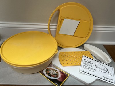 Tupperware Kitchen Work Unit Yellow Bowl Set Chop Slice Grate 4 Quart Vintage