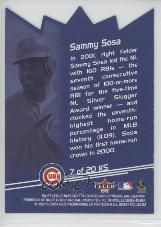 2002 Fleer Focus Jersey Edition Kings of Swing Sammy Sosa #7KS - Image 2 of 2