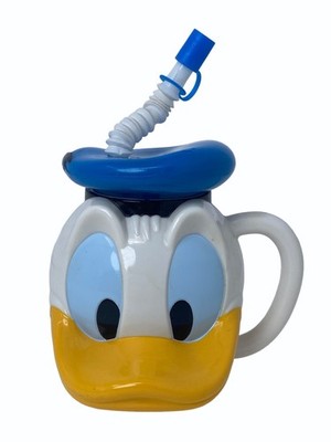 Donald Duck Disney Store 3D Sipper Mug Cup Straw Lid Plastic Collectible