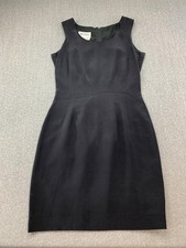 Hugo Buscati Dress Womens 4P Black Silk Sleeveless Sheath Work Office Knee