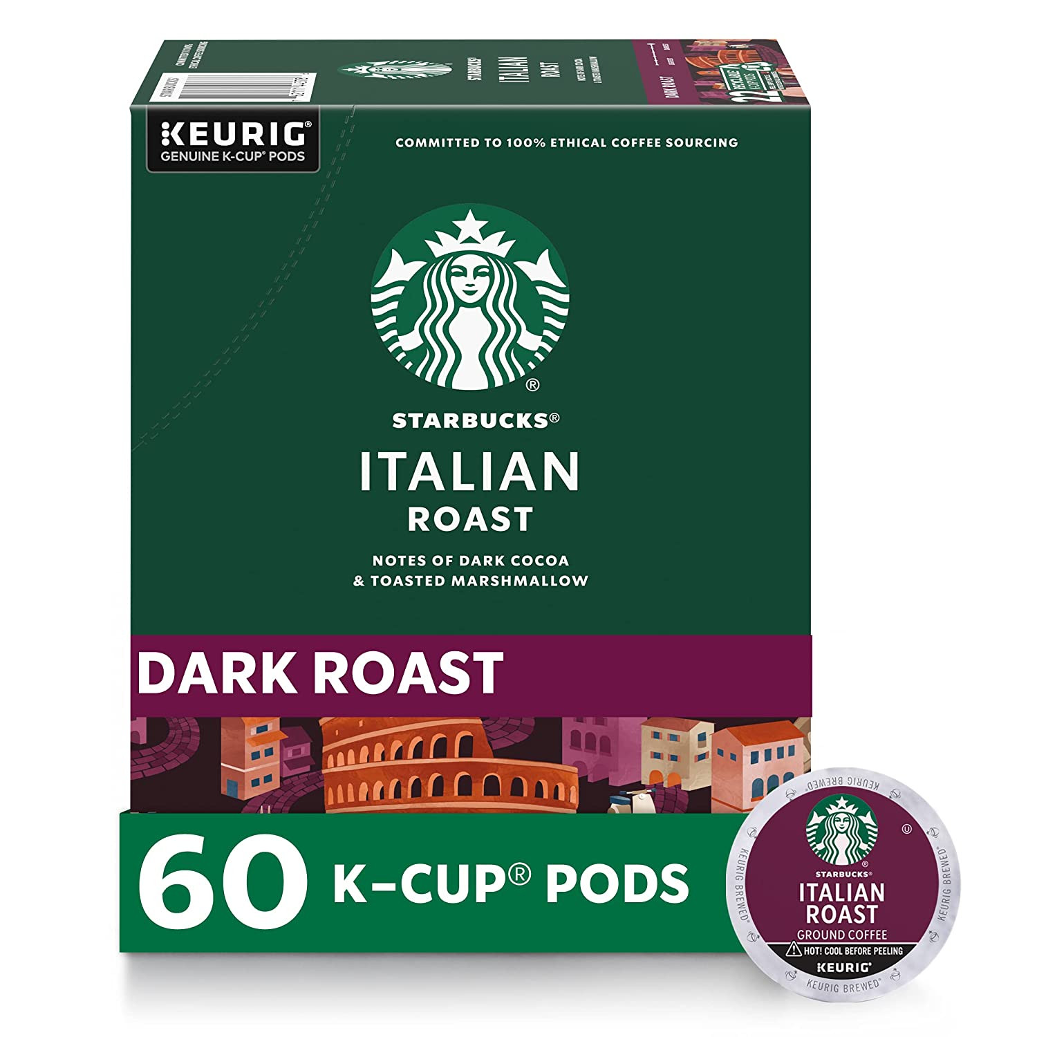 Starbucks K-Cup Coffee Pods, Dark Roast Coffee, Italian Roast for Keurig Brewers