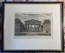 DOWNING COLLEGE CAMBRIDGE UNIVERSITY Antique 1809 Original Etching Hand Coloured