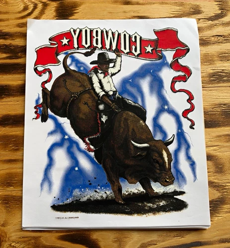 Vintage Cowboy Rodeo Heat Transfers Lot 12 L 24 S Bull Riding No Guts Glory video thumbnail