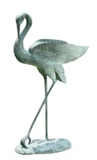 Verdigris Finish Indoor Outdoor Crane Bird Planter 30 Inches Tall