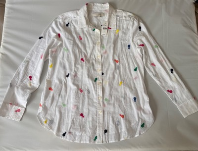 Loft Women s Shirt- Medium- Embroidered Colorful Pineapples - NWT